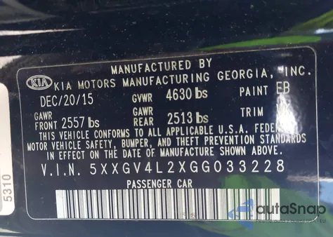 2016 Kia Optima Sxl Turbo from USA, damaged, VIN 5XXGV4L2XGG033228